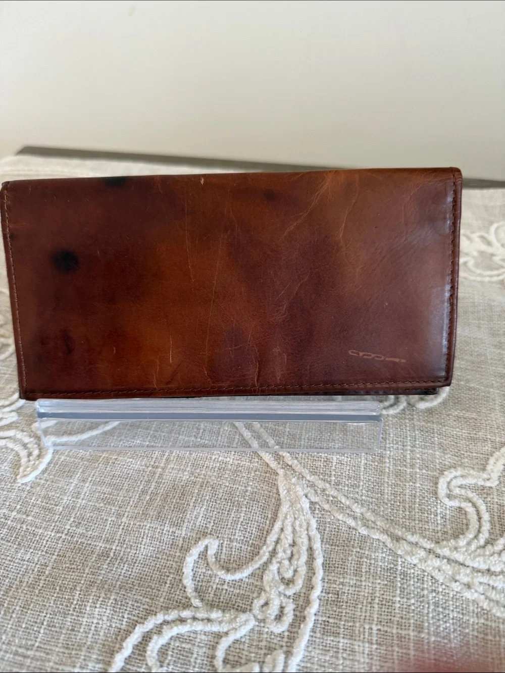 Remington 12 Ga Vintage Brown and Black Leather Slim Long Bifold Wallet